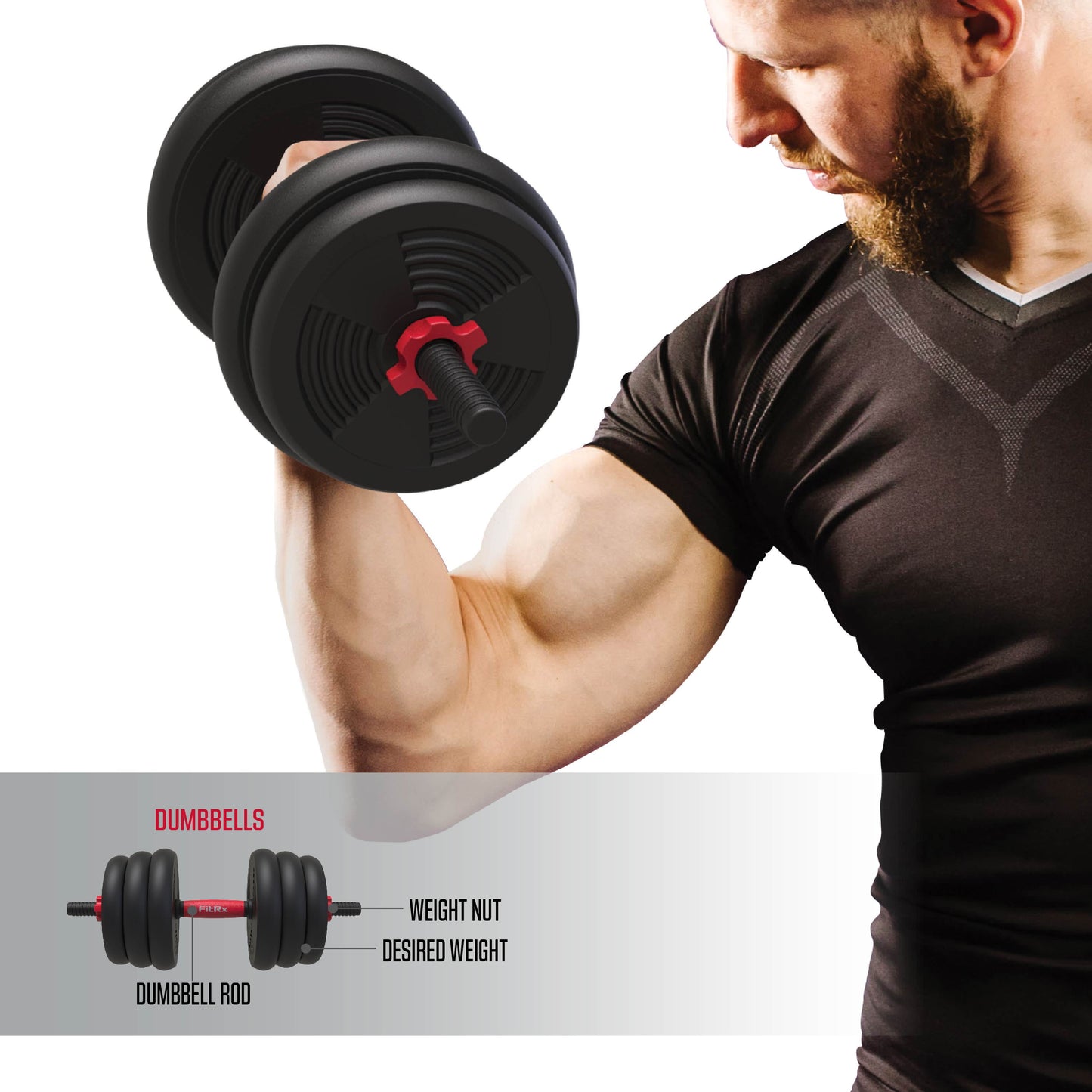 Smartbell 60 lbs 4-in-1 Adjustable Dumbbell, Barbell, and Kettlebell Weight Set in Black