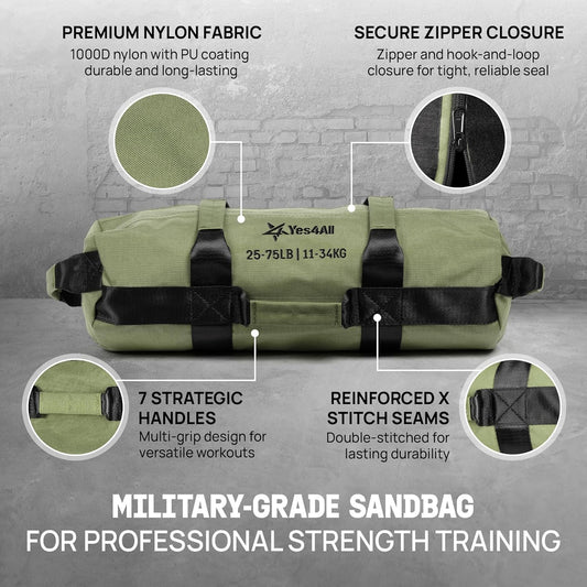 Sandbags for Working Out, Adjustable Sand Bags for Weight Training with Handles, Multiple Colors & Sizes 5-200Lbs