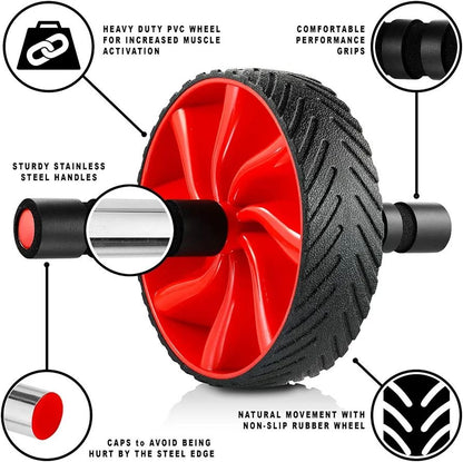 Ab Roller Wheel 17 in 1, Ab Wheel Workout Equipment Kit with Resistance Bands, Knee Mat, Jump Rope, Push-Up Bar, Ab Wheel Roller for Gym and Home Workout Unisex Abdominal Wheel for Core Strength Red