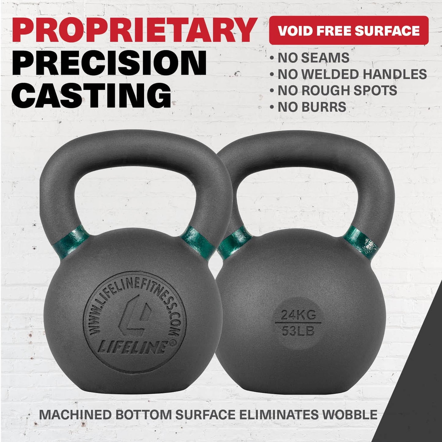 71 Lb Cast Iron Single Red Kettlebell