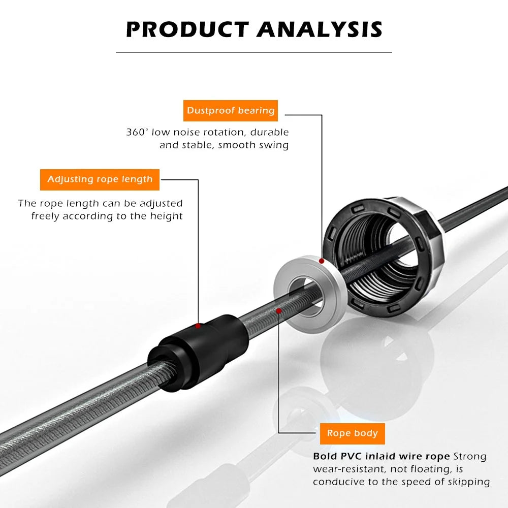 Jump Rope Crossfit Boxing Weighted Adult Ball Bearing Beaded Fitness Gym Speed