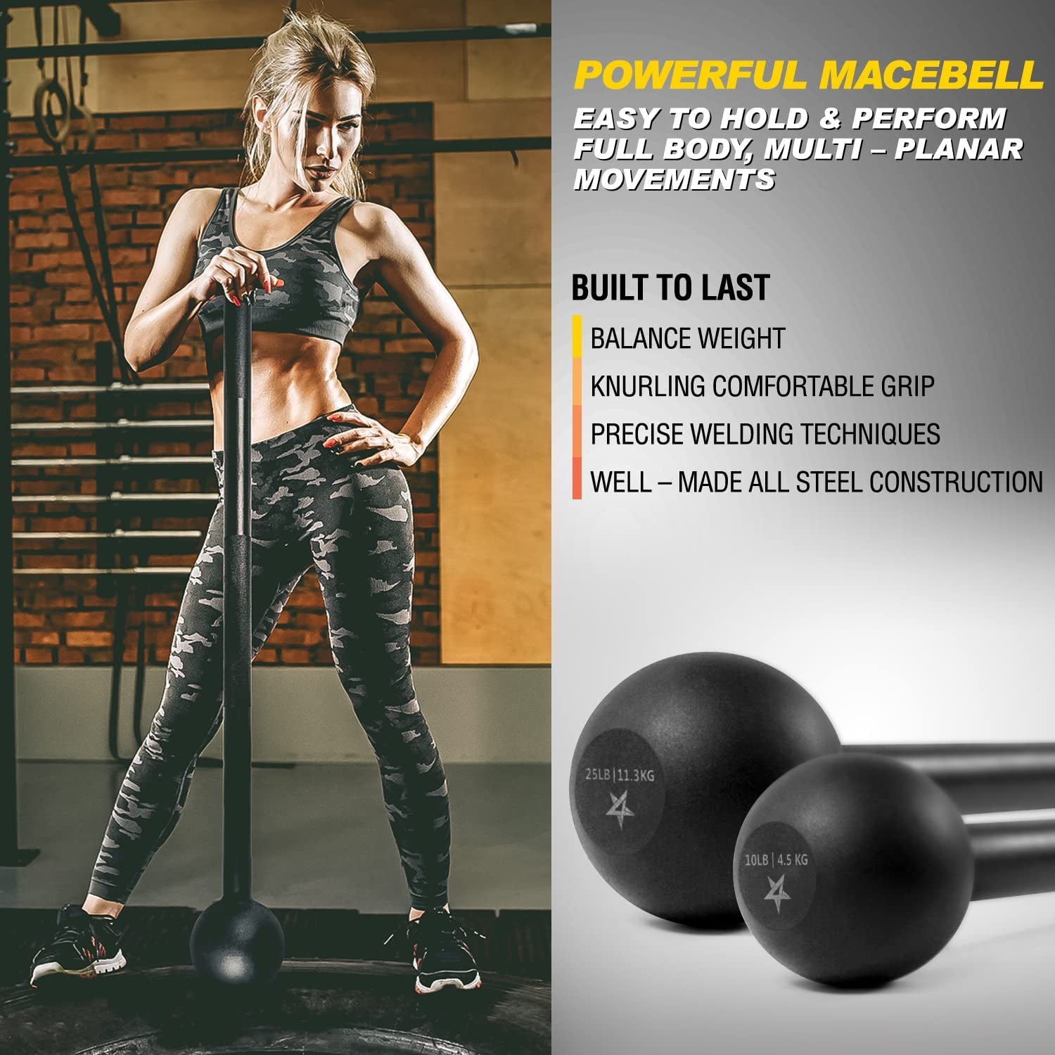 Steel Mace Bell for Comprehensive Strength Training - Full Body Muscle Development, Shoulder, Grip, and Forearm Workouts - Available in 5 to 30 LB for Both Men and Women