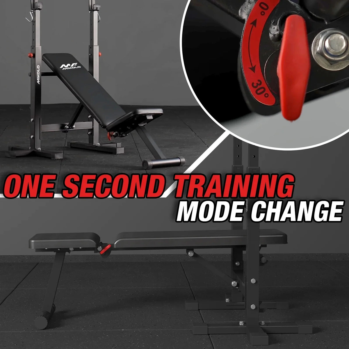 Adjustable Weight Bench, 660LBS Foldable Bench Press with Squat Rack, Multi-Functional Adjustable Flat Incline Bench for Chest, Shoulder Home Gym Equipment, Black