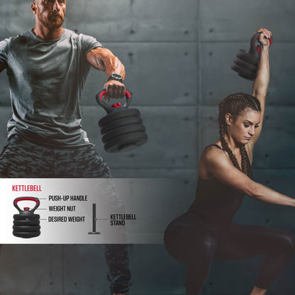 Smartbell 60 lbs 4-in-1 Adjustable Dumbbell, Barbell, and Kettlebell Weight Set in Black