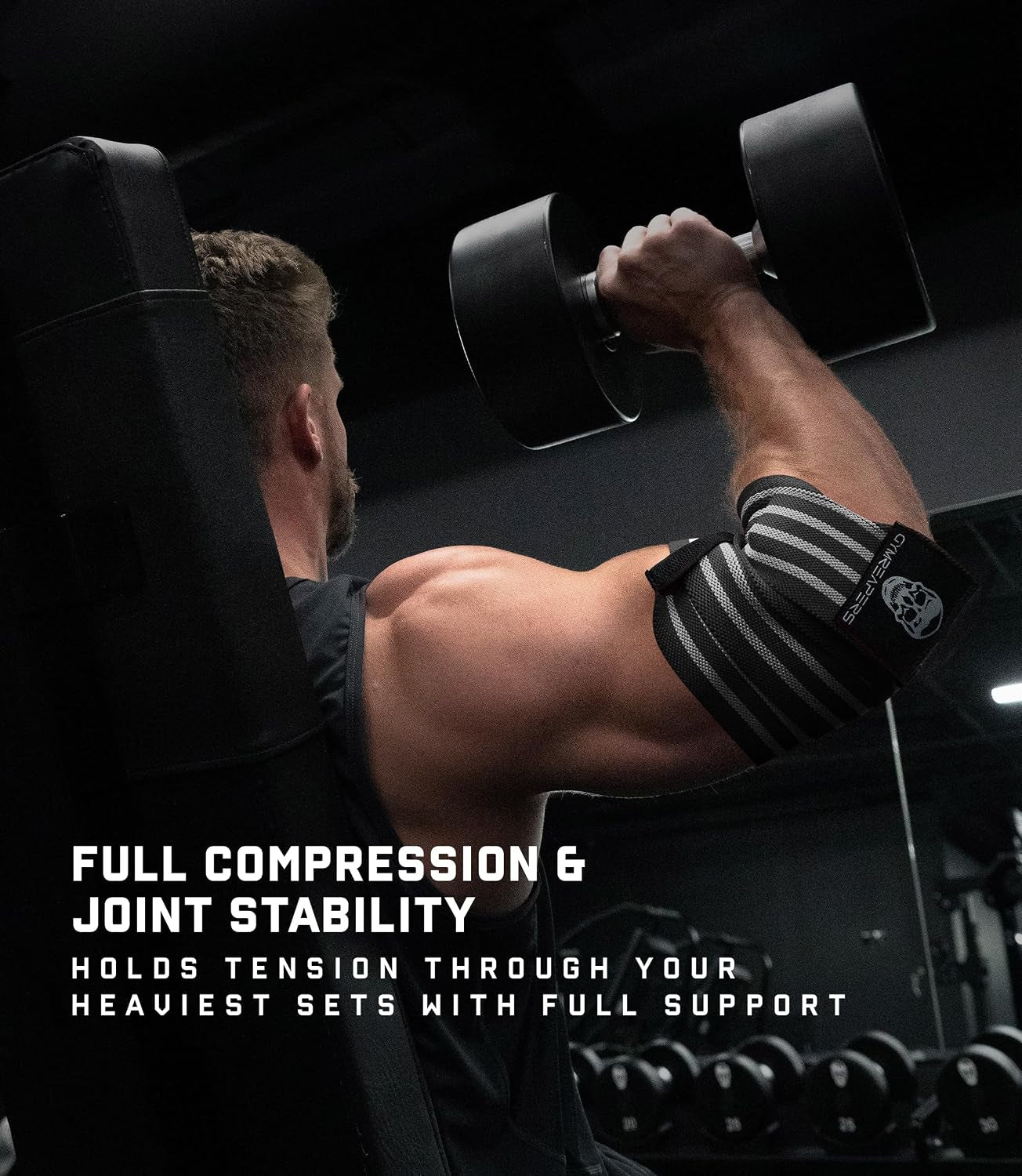 Weightlifting Elbow Wraps (1 Pair) - Flexible 40'' Elbow Compression Strap & Joint Support Brace - for Bench Press, Powerlifting, and Pressing