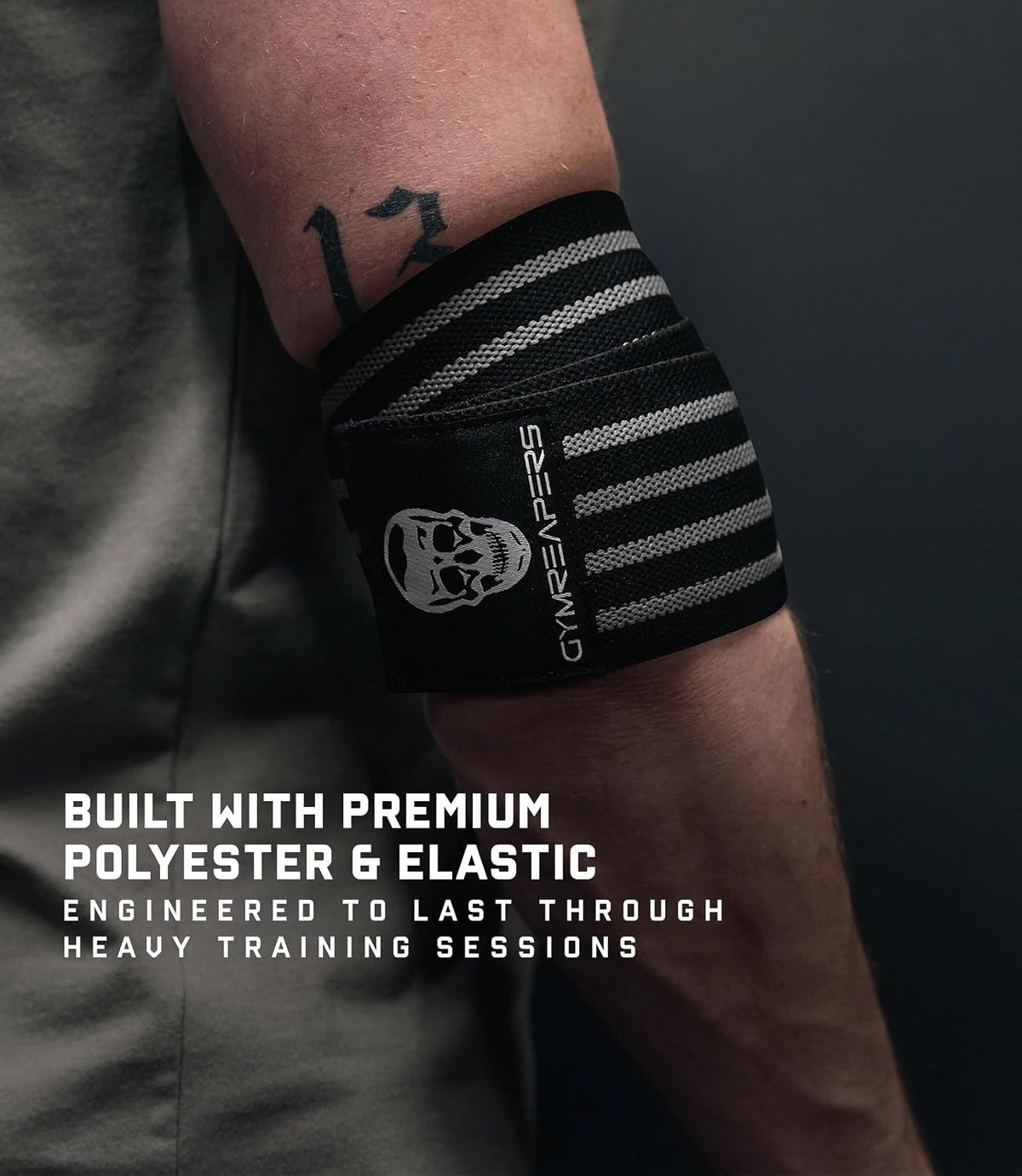 Weightlifting Elbow Wraps (1 Pair) - Flexible 40'' Elbow Compression Strap & Joint Support Brace - for Bench Press, Powerlifting, and Pressing