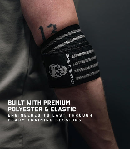 Weightlifting Elbow Wraps (1 Pair) - Flexible 40'' Elbow Compression Strap & Joint Support Brace - for Bench Press, Powerlifting, and Pressing