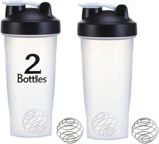 2 Pack 28Oz Protein Shaker Bottles, Bpa-Free, Leakproof Mixing Cups | Bpa-Free Plastic, 28Oz Capacity, Leakproof Screw-On Lid, Stainless Steel Mixing Ball, Ideal for Protein Shakes, Value Set