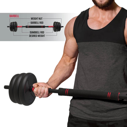 Smartbell 60 lbs 4-in-1 Adjustable Dumbbell, Barbell, and Kettlebell Weight Set in Black