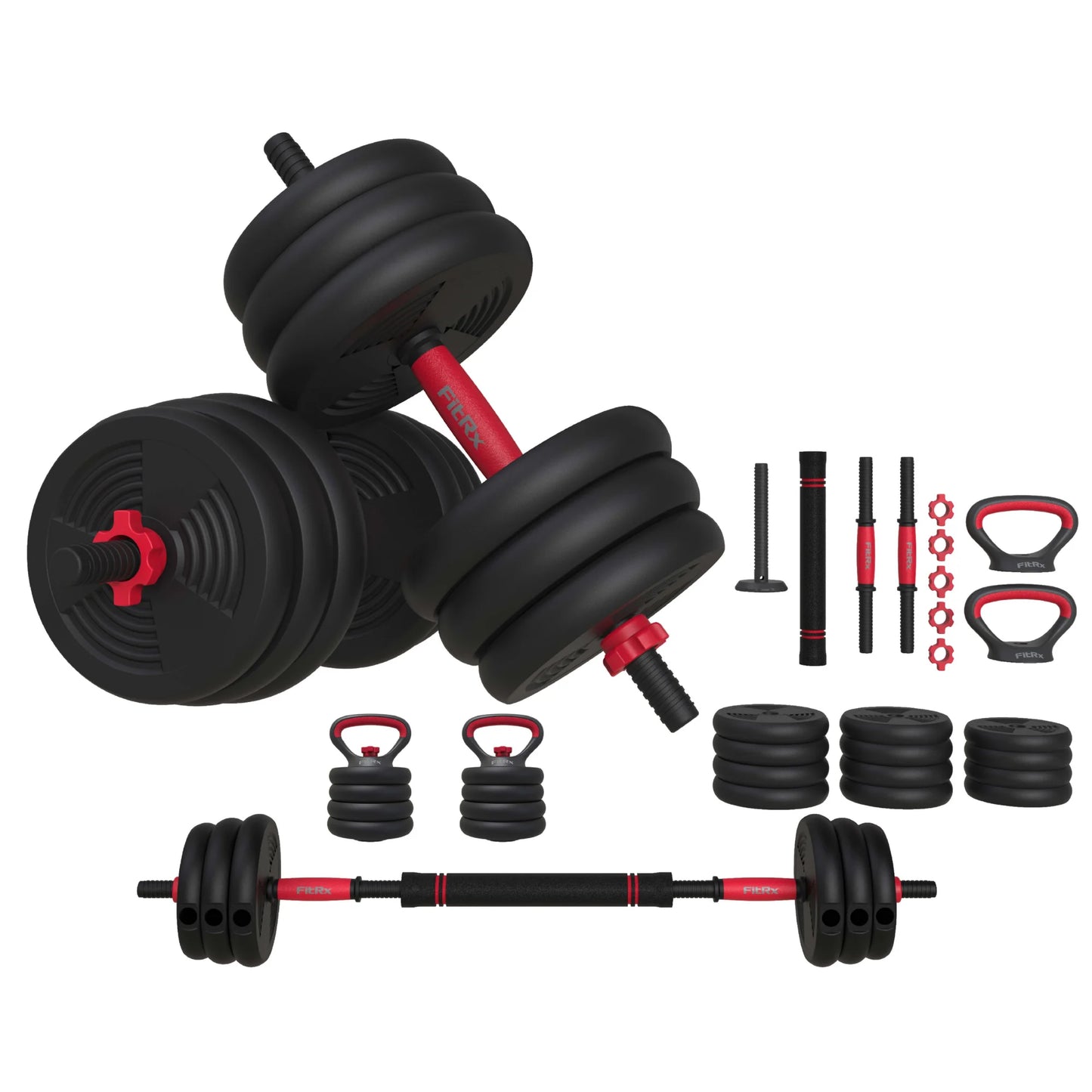 Smartbell 60 lbs 4-in-1 Adjustable Dumbbell, Barbell, and Kettlebell Weight Set in Black