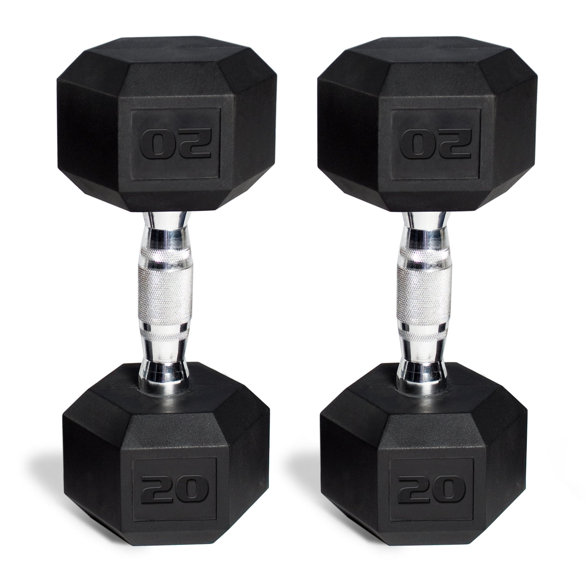 50 Lb Rubber Hex Dumbbell Weight Set, Includes 2 X 5Lb, 2 X 20Lb Dumbbells