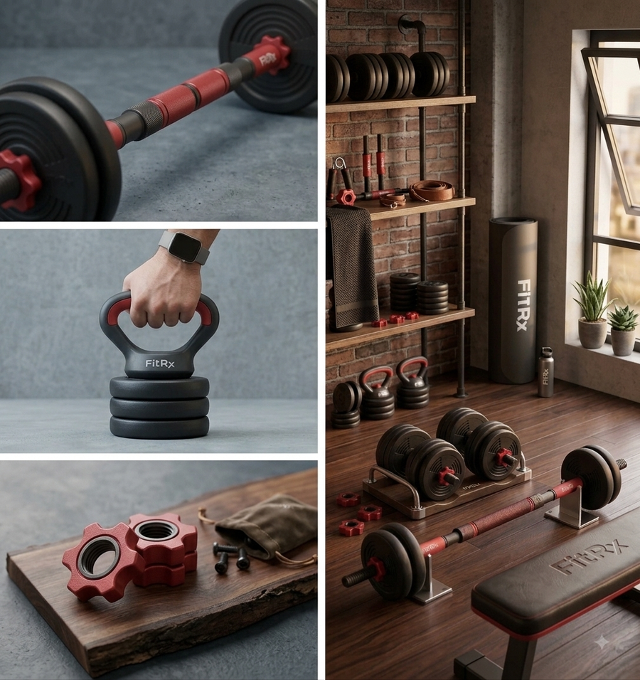 FitRx 60 4-in-1 Adjustable Strength System — Dumbbell, Barbell & Kettlebell