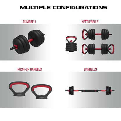 Smartbell 60 lbs 4-in-1 Adjustable Dumbbell, Barbell, and Kettlebell Weight Set in Black