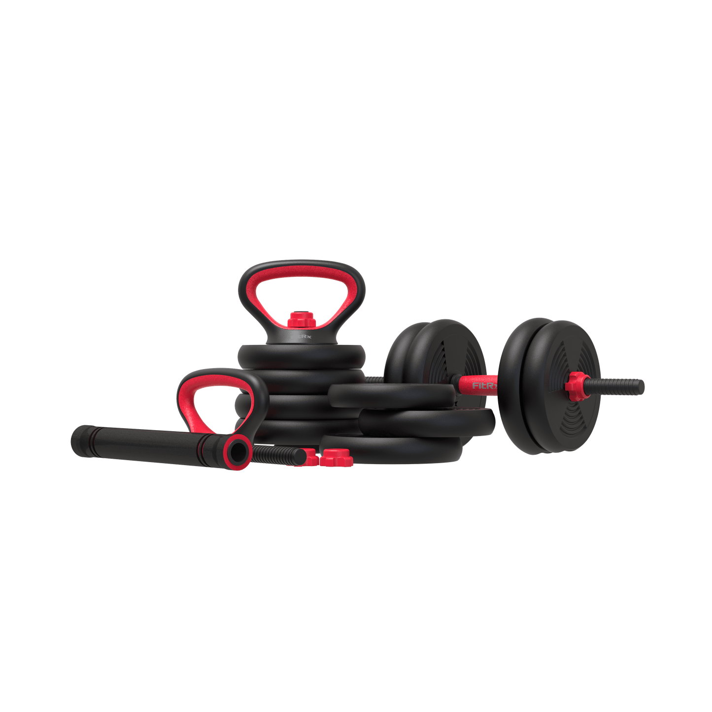 Smartbell 60 lbs 4-in-1 Adjustable Dumbbell, Barbell, and Kettlebell Weight Set in Black