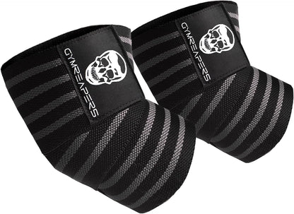 Weightlifting Elbow Wraps (1 Pair) - Flexible 40'' Elbow Compression Strap & Joint Support Brace - for Bench Press, Powerlifting, and Pressing